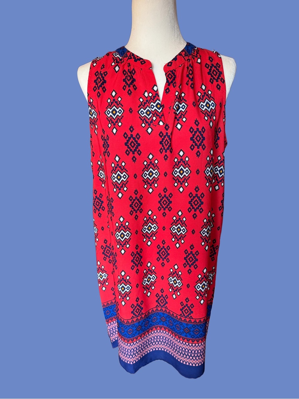 Sweet Rain Red & Blue Sleeveless Dress - NWT